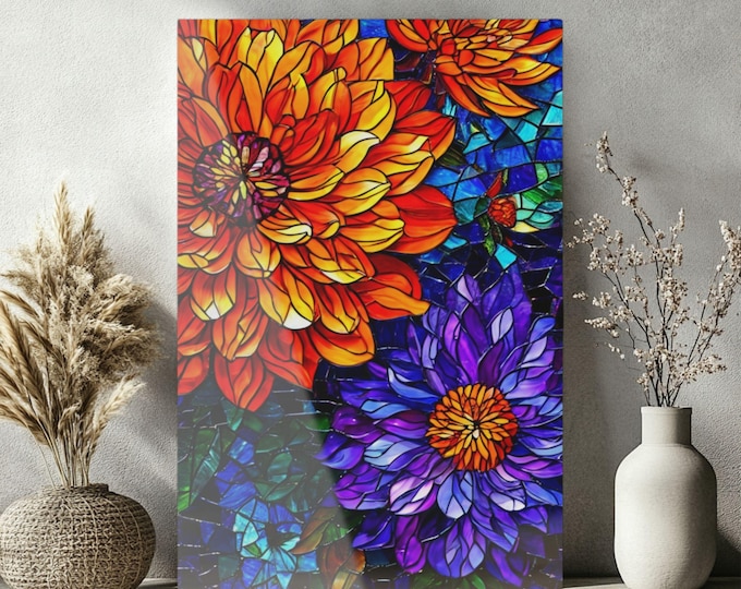 Stained Glass Dahlias Acrylic Print by Lisa Kanova