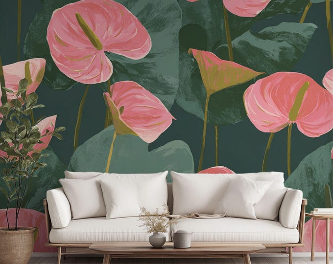 Summer Nights at the Beach House | Wall Mural Digital Download, Large Floral Print File, Bold Home Decor, Interior Design, Maximalist Wall