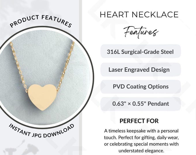 Etsy Listing Photo | Heart Necklace Features Image (JPG Download)