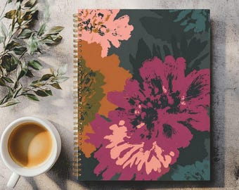 Notebook Hardcover Spiral in Black or Gold by Lisa Kanova 8.5 x 11