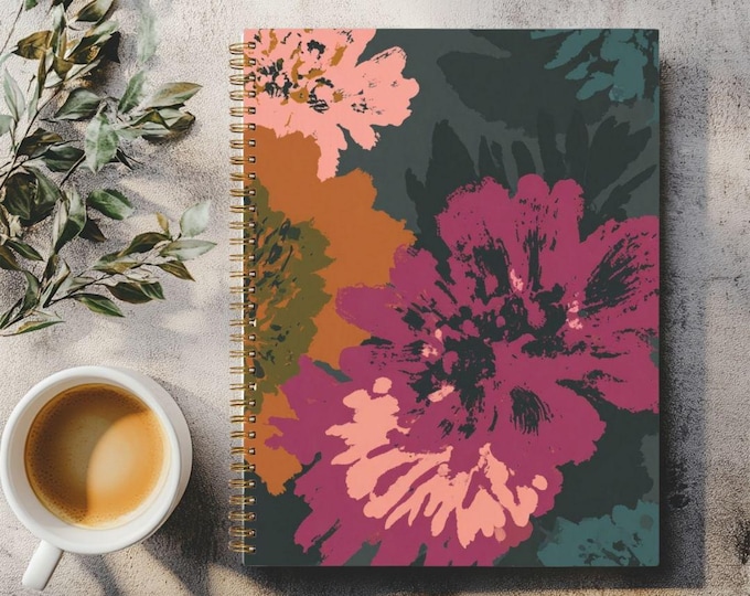 Notebook Hardcover Spiral in Black or Gold by Lisa Kanova 8.5 x 11