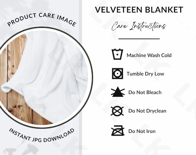 Etsy Listing Photo | Velveteen Blanket Care Instructions Image (JPG Download)