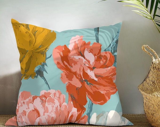 Reversible Designer Throw Pillow Cover | Square or Lumbar | Floral and Stripes | by Lisa Kanova in A Late Afternoon in Provence