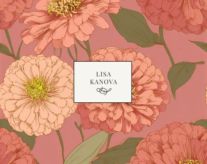 3PM at the Chateau | Peach and Pink Floral Seamless Repeat Pattern | Lisa Kanova Surface Design