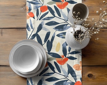 Soiree at the Lagoon | Cotton Twill Table Runner | Bold Botanical Table Linens by Lisa Kanova