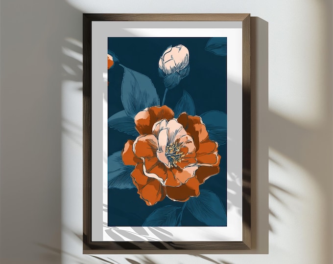 The Rose Garden at Midnight | Statement Wall Art Print | Digital Download | Bold Maximalist Wall Art 24x36 | Gallery Wall Decor