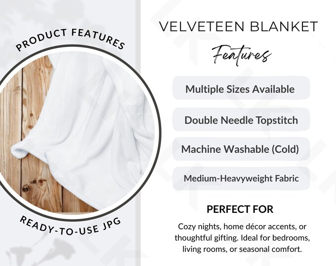 Etsy Listing Photo | Velveteen Blanket Features Graphic (Instant JPG Download)
