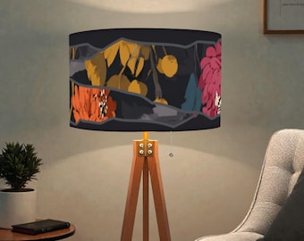 Designer Wood and Linen Tripod Floor Lamp Made in USA by Lisa Kanova