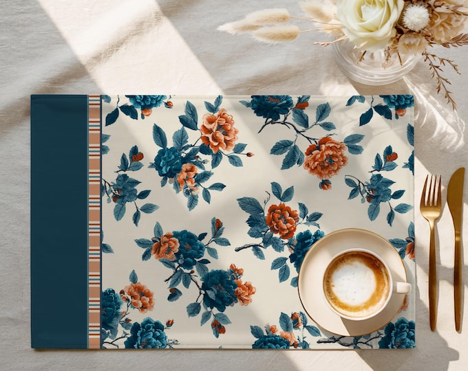 Exclusive Designer Pattern Placemat | 100% Cotton Twill in Evening Garden