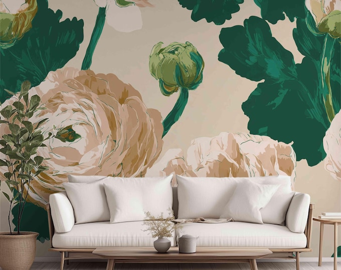Music in the Green Room | Wall Mural Digital Download, Large Floral Print File, Bold Home Decor, Interior Design, Maximalist Wall