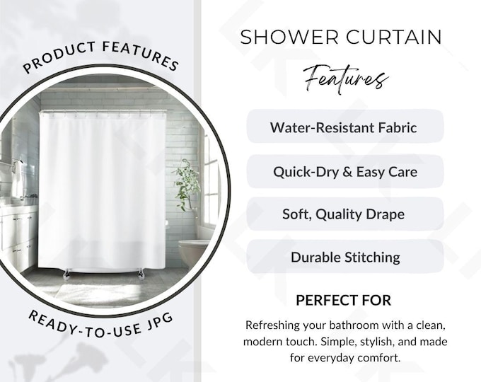 Etsy Listing Photo | Shower Curtain Features Image (Instant JPG Download)