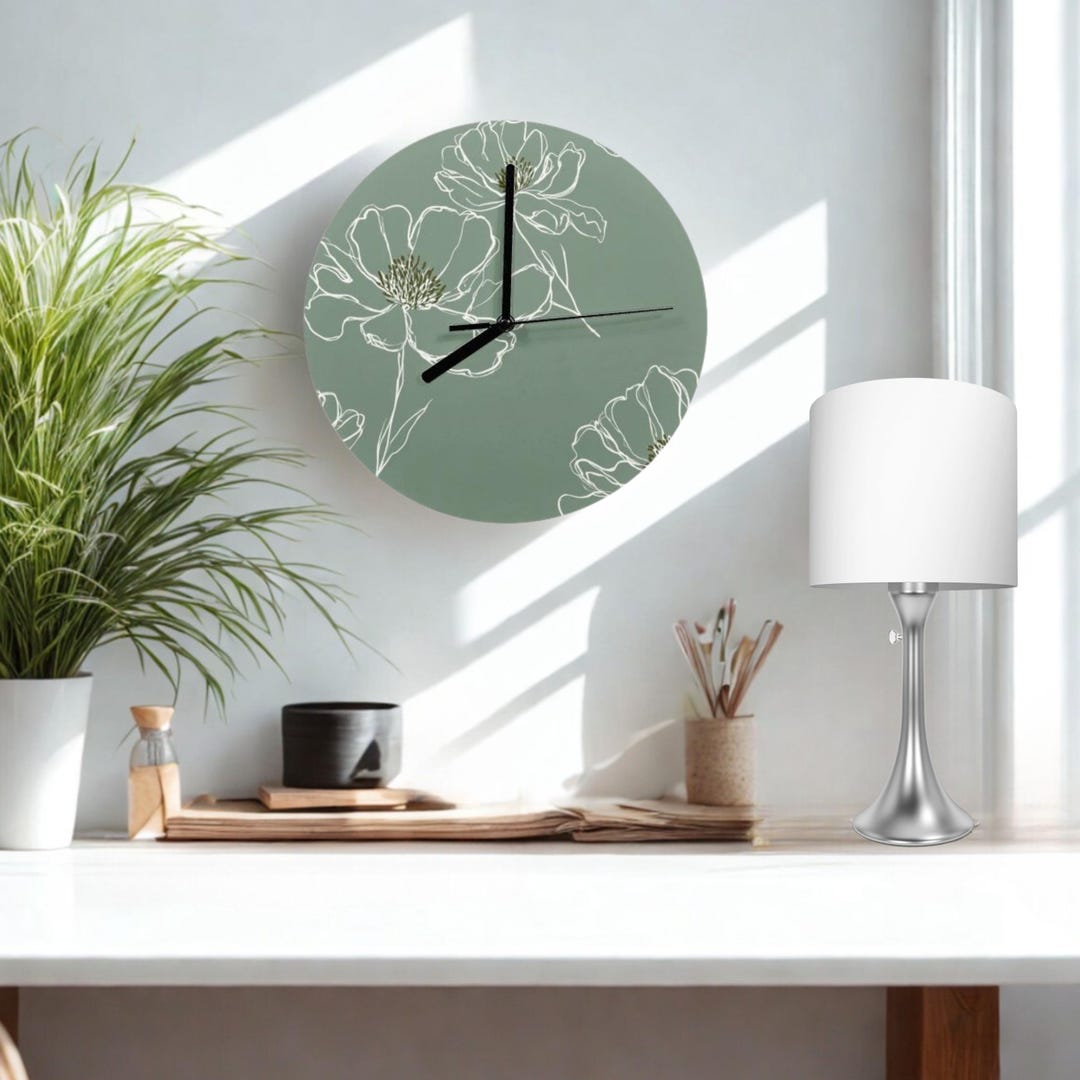 Modern Round Wall Clock – Wood Wall Clock – Quiet Quartz Home Decor ...