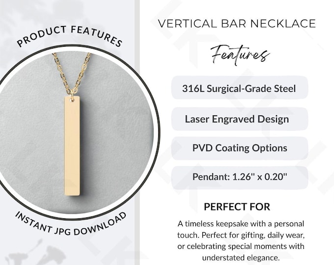 Etsy Listing Photo | Vertical Bar Necklace Features Image (JPG Download)