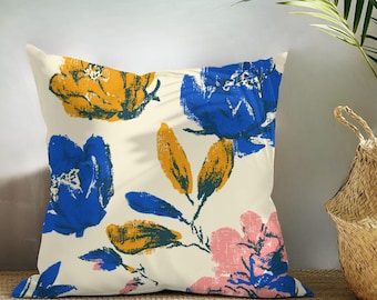 Reversible Designer Throw Pillow Cover | Square or Lumbar | Florals and Stripes | by Lisa Kanova in Afternoon in Old Marseilles