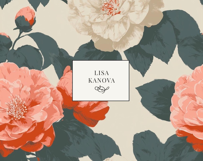 Pink and Mint Tropical Toile Floral Seamless Repeat Pattern | Lisa Kanova Surface Design