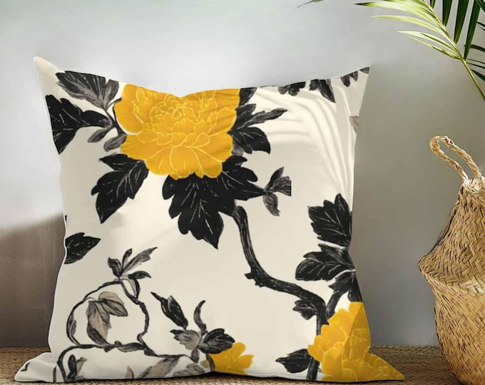 Reversible Designer Throw Pillow Cover | Square or Lumbar | Floral and Stripes | by Lisa Kanova Lanterns at the Summer Estate