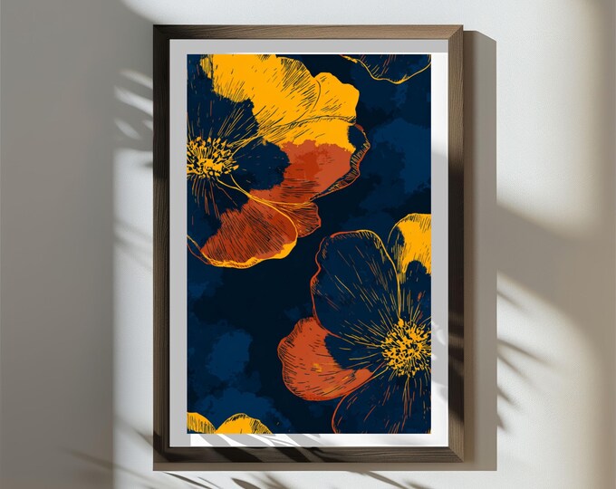 Oversized Floral Wall Art Print – Modern Flower Design (Digital Download)