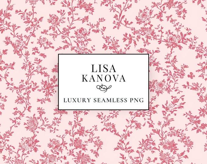 Crimson Rose Toile PNG Pattern, Vintage Floral (Digital Download)