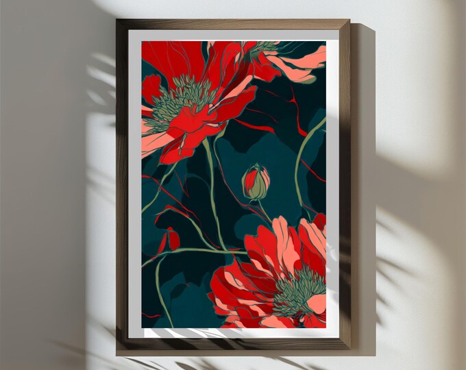 Oversized Floral Wall Art Print – Modern Flower Design (Digital Download)