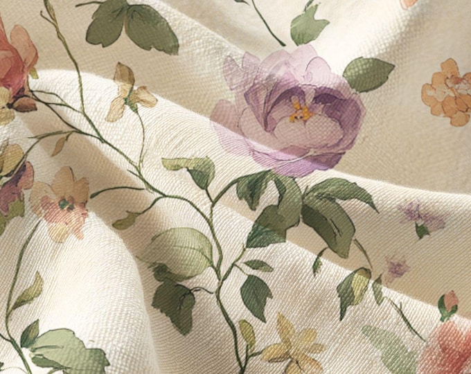 Pima Cotton Fabric, Vintage Floral Print, Apparel & Home Décor
