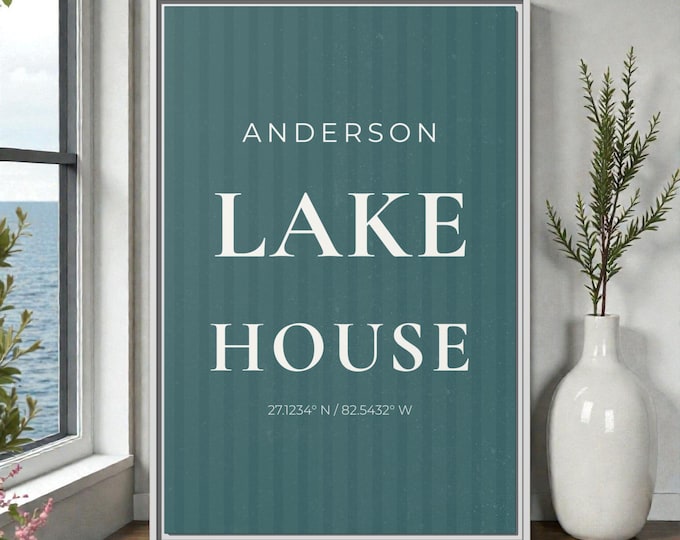 Personalized Lake House Framed Wall Art Canvas