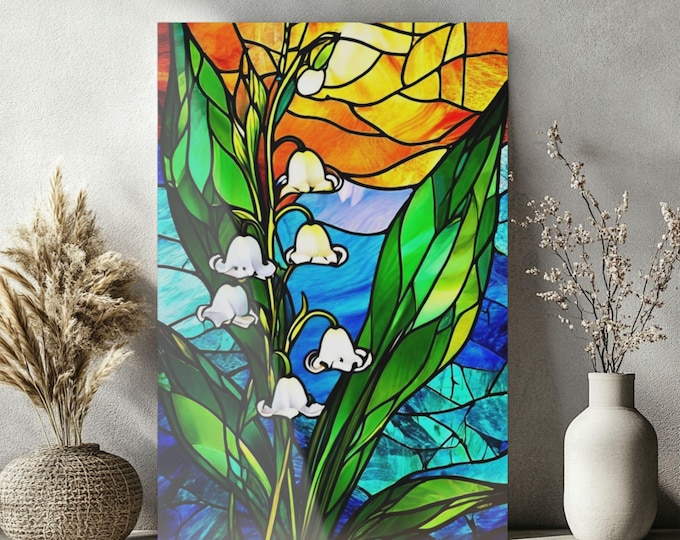 Lily of the Valley Stained Glass Acrylic Print | Wall Art