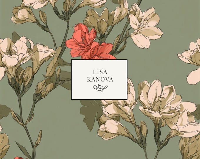 Afternoon in the Parlour | Bold Floral Seamless Repeat Pattern | Lisa Kanova Surface Design in Sage and Coral