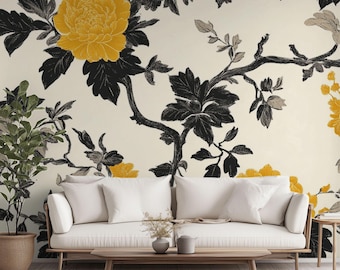 Lanterns at the Summer Estate | Wall Mural Digital Download, Large Floral Print File, Bold Home Decor, Interior Design, Maximalist Wall