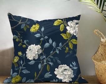 Cotton Twill Or Faux Linen Designer Reversible Throw Pillow Cover By Lisa Kanova