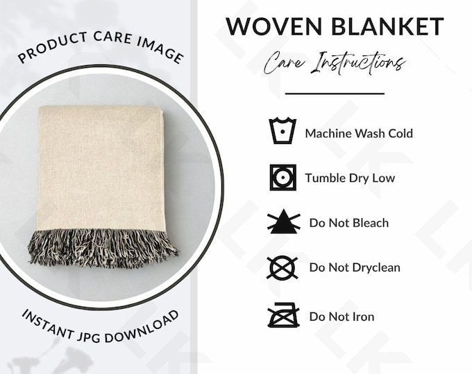 Etsy Listing Photo | Woven Blanket Care Instructions Image (JPG Download)