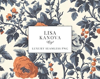 Floral Seamless PNG Pattern – Luxury Designer Fabric, Wallpaper (Digital Download)