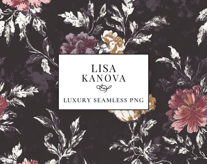 Vintage Dahlia Floral Seamless Pattern, Luxury Wedding Design (PNG)