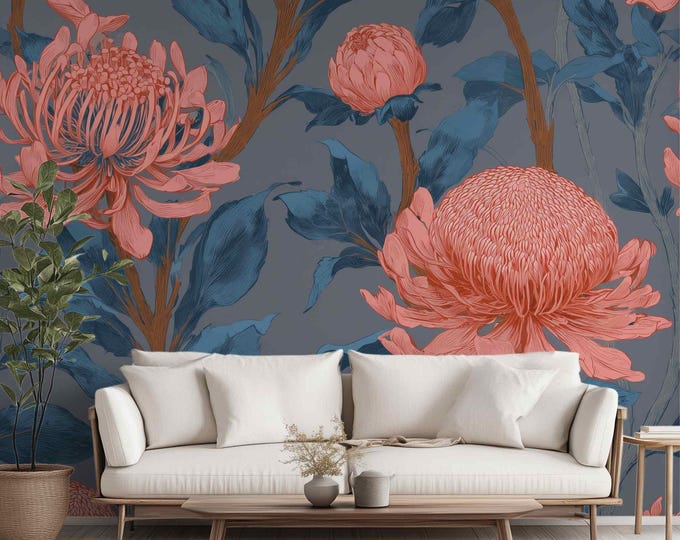 Sunrise After the Storm | Wall Mural Digital Download, Large Floral Print File, Bold Home Decor, Interior Design, Maximalist Wall