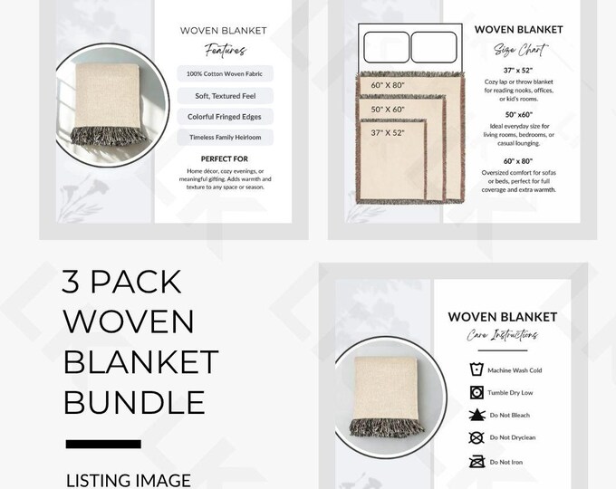 Etsy Listing Photo Bundle | Woven Blanket Bundle (Instant Download)