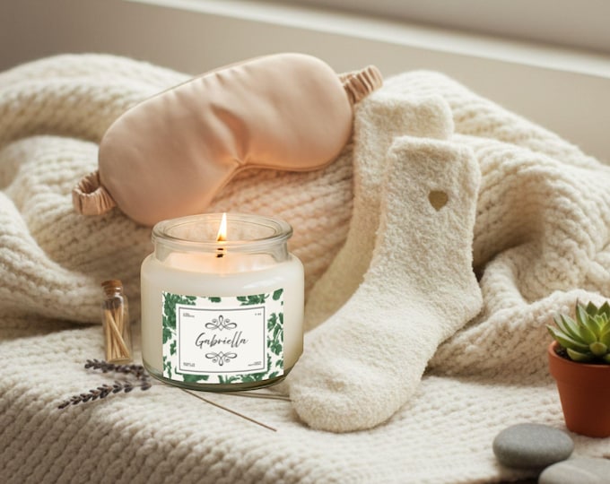 Personalized Luxury 4oz Clear Candle & Champagne Mask Gift Set