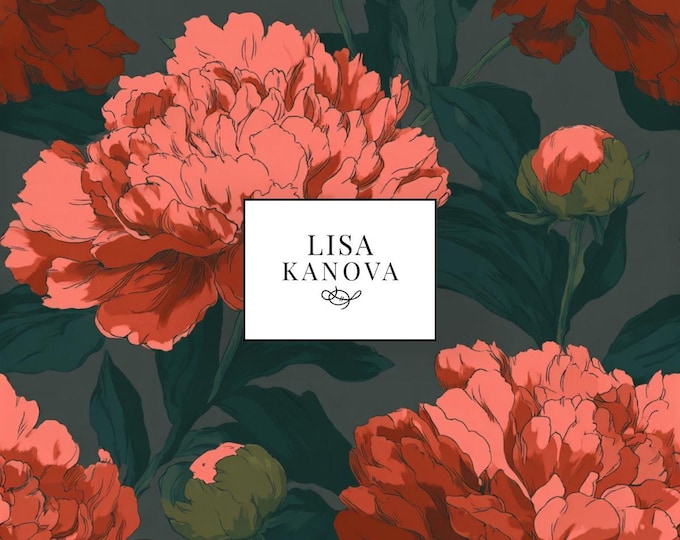 Exclusive License | Moody Red Floral Seamless Repeat Pattern | Lisa Kanova Surface Design