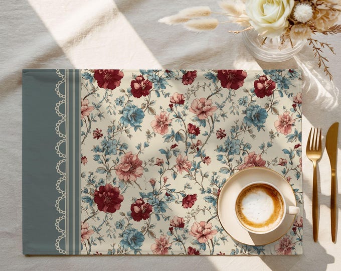 Exclusive Designer Pattern Placemat | 100% Cotton Twill in Perfect Garden