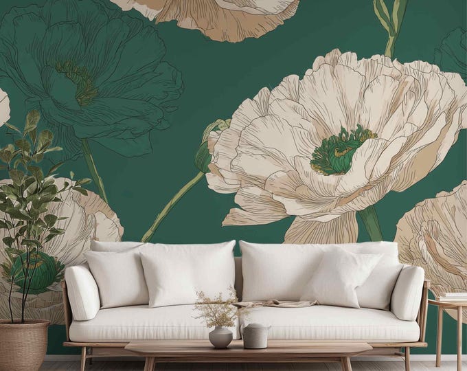 After the Rainfall | Wall Mural Digital Download, Large Floral Print File, Bold Home Decor, Interior Design, Maximalist Wall