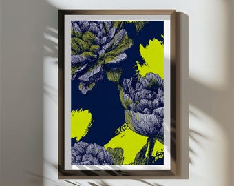 Oversized Floral Wall Art Print – Modern Flower Design (Digital Download)