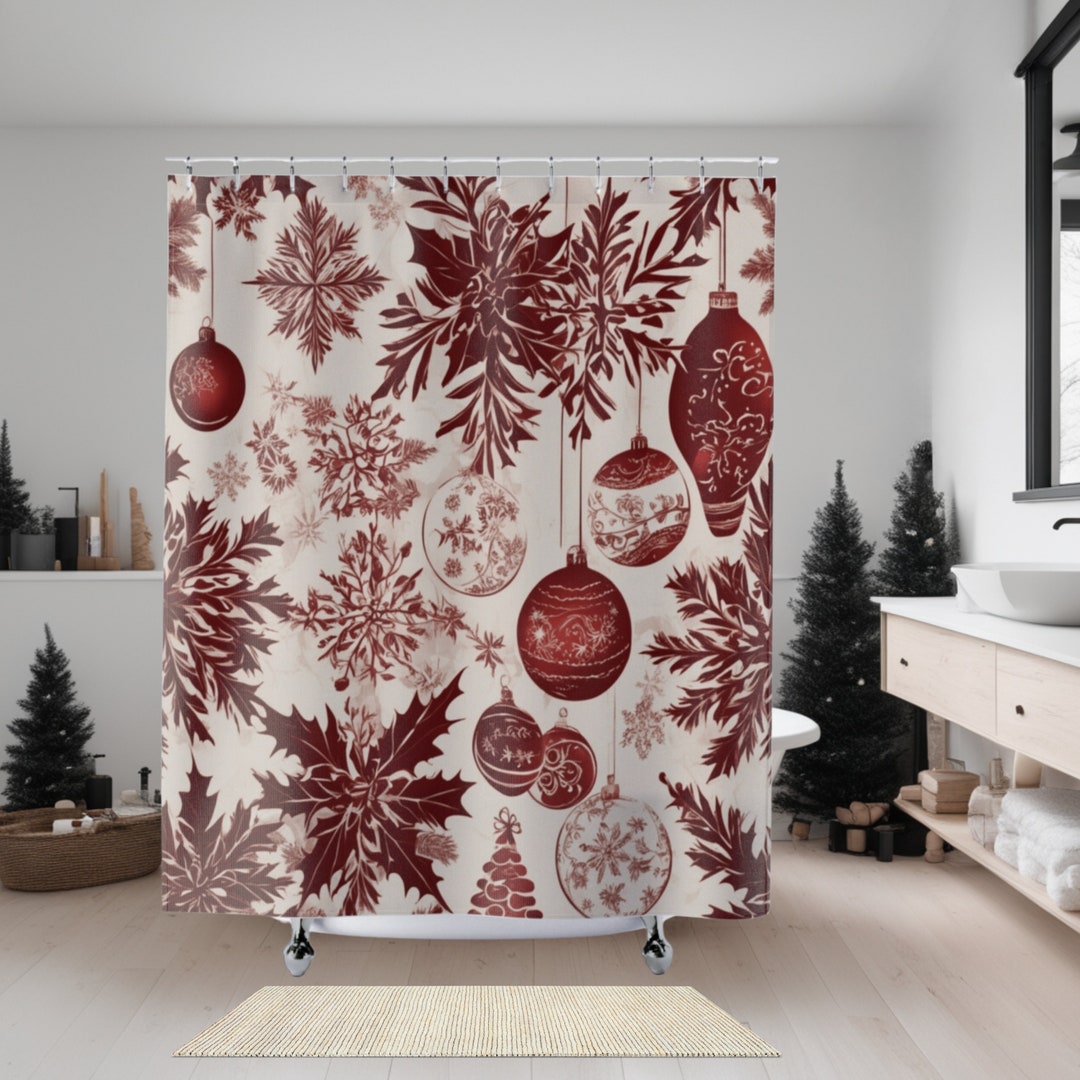 Fancy Elegant Modern Christmas Shower Curtain a Nook and Nova Etsy