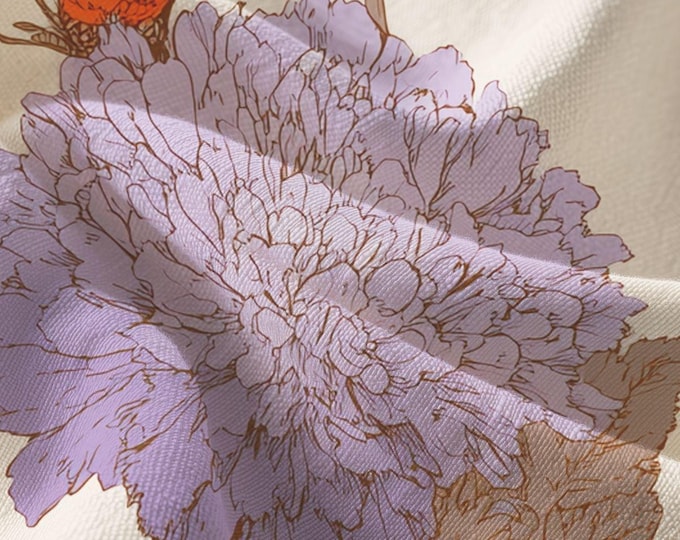 Spring Time at the Manor | Pima Cotton Bold Botanical Pattern by Lisa Kanova Lavender and Orange