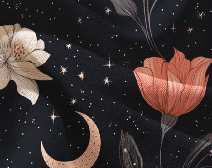 Celestial Floral Moon fabric