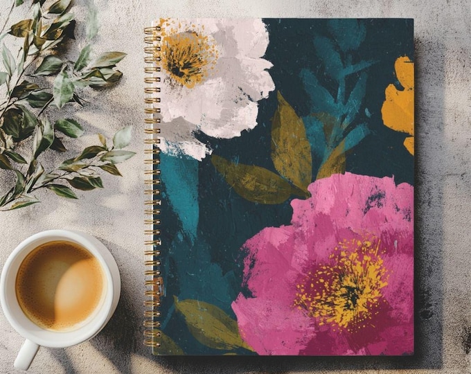 Notebook Hardcover Spiral in Black or Gold by Lisa Kanova 8.5 x 11