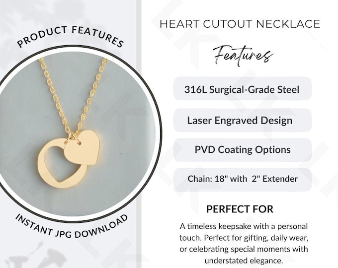 Etsy Listing Photo | Heart Cutout Necklace Features Image (JPG Download)