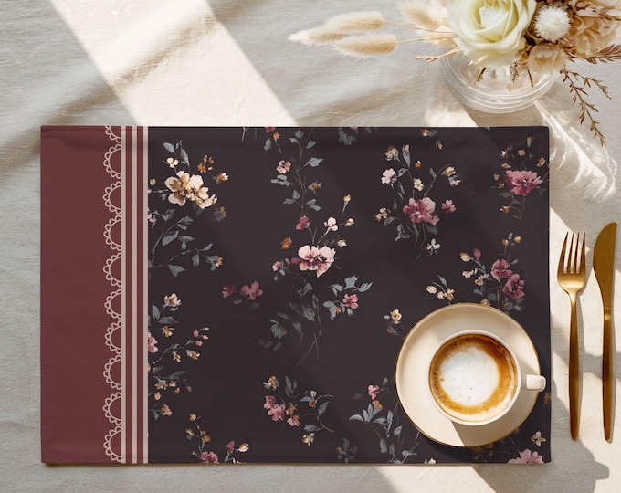 Exclusive Designer Pattern Placemat | 100% Cotton Twill in Night Garden