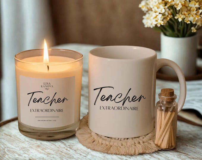 Luxury Candle & Mug Gift Set – 4-Piece Relaxation Bundle for Teacher