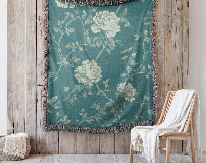 Statement Heirloom Cotton Woven Throw,  A Bold, Curated Textile for Modern Interiors in Posh & Proper Teal