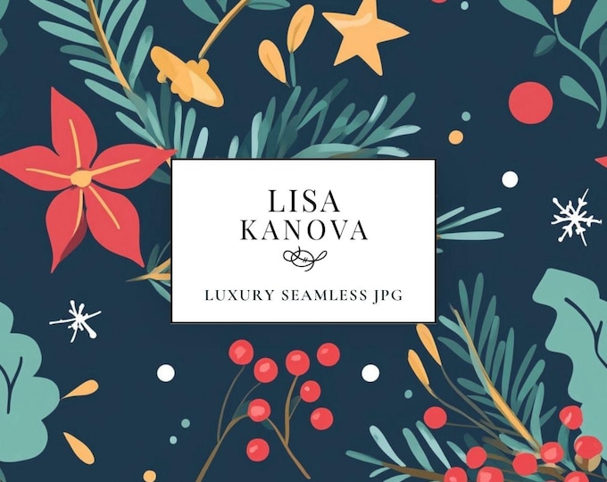 Holiday Seamless Pattern: Modern Style, Luxury Fabric Design (JPG Digital Download)