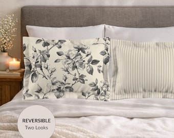 100% Cotton Reversible Pillow Shams – Proper Classic Garden Toile Collection