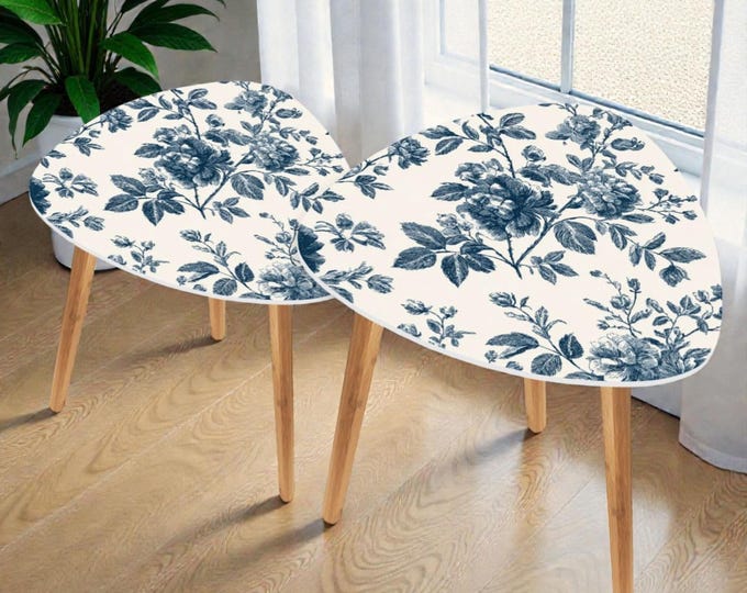 Modern Artisan Nesting Accent Tables Bamboo and MDF | Contemporary Sculptural Side Tables for Living Room, Made in USA